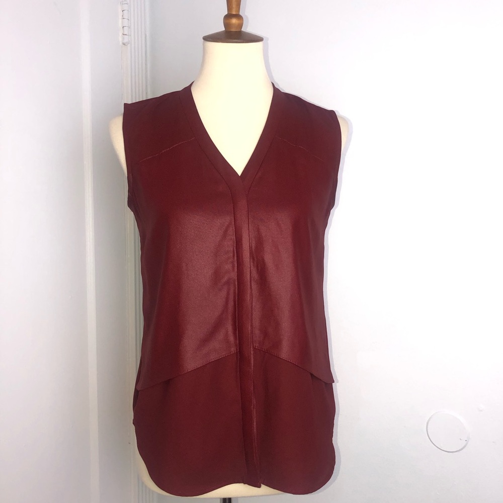 Trouve Burgundy Button Down Top